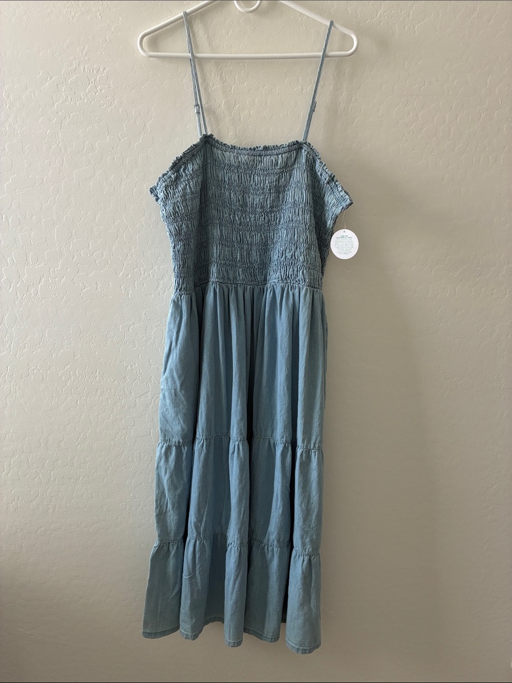 Light Blue Smocked Tiered Sundress